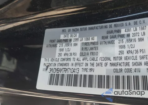 2024 Mazda Cx-30 2.5 S z USA, uszkodzony, nr VIN 3MVDMBAM7RM710413